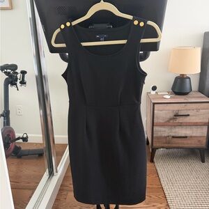 GAP Black Sleeveless Mini Dress with Gold Shoulder Buttons